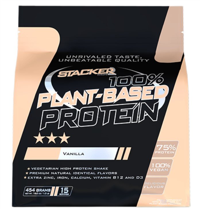 100% Plant Based Protein, Vanilla - 454g - Stacker2 Europe