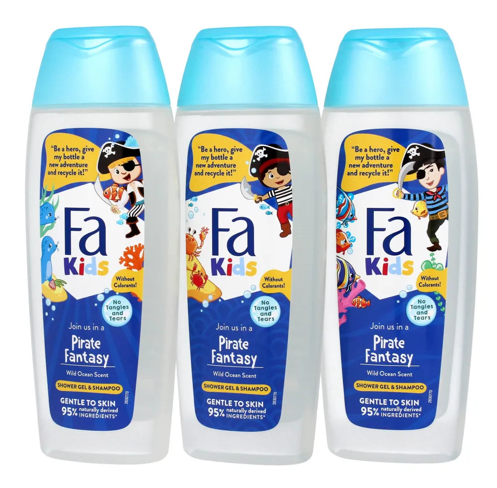 Fa Kids Shower Gel and Shampoo 2in1 Pirate Fantasy 400ml - raštų mišinys - Kosmetika