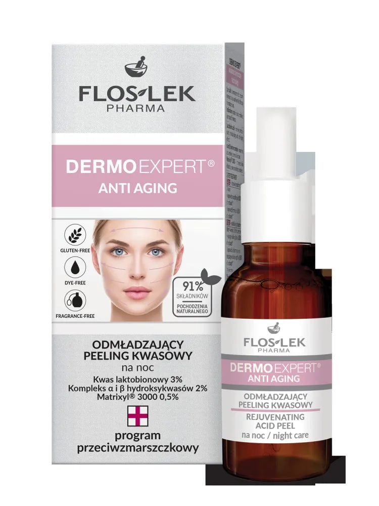 Floslek Pharma Dermo Expert Anti Aging Acid Peeling Atjauninantis Naktinis 30ml - Kosmetika