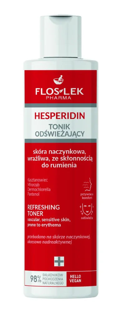 FLOSLEK Pharma Hesperidin gaivinamasis tonikas - kapiliarinė jautri oda linkusi į paraudimą 225ml - Kosmetika