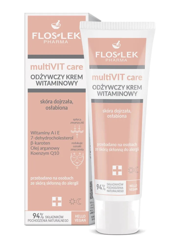 FLOSLEK PHARMA MultiVIT Care Maistingas Vitaminų Kremas Dienai ir Nakčiai - subrendusiai silpnai odai 50ml - Kosmetika