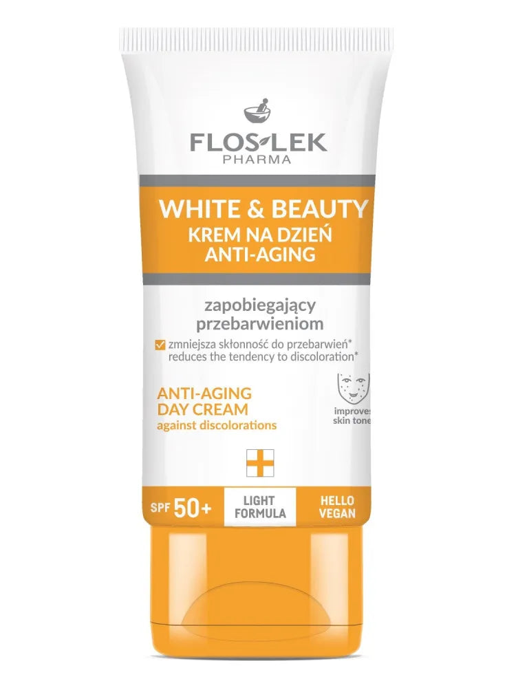 FLOSLEK Pharma White&Beauty Dieninis Kremas Prieš Senėjimą Užkertantis Kelia Discoloration SPF50+ 50ml - Kosmetika