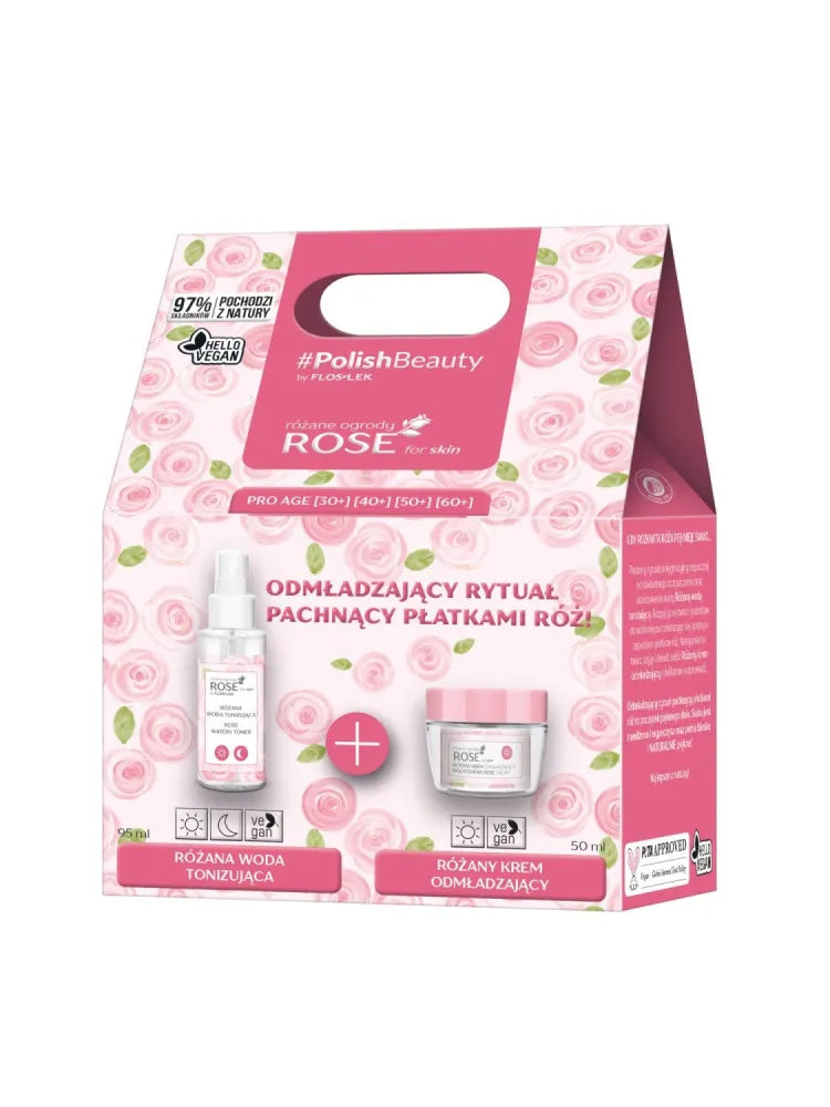 Floslek Rose dovanų rinkinys (tonikas 95ml + dieninis kremas 50ml) - Kosmetika
