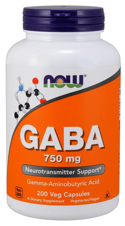 GABA 750mg - 200 vcaps - NOW Foods - Papildai