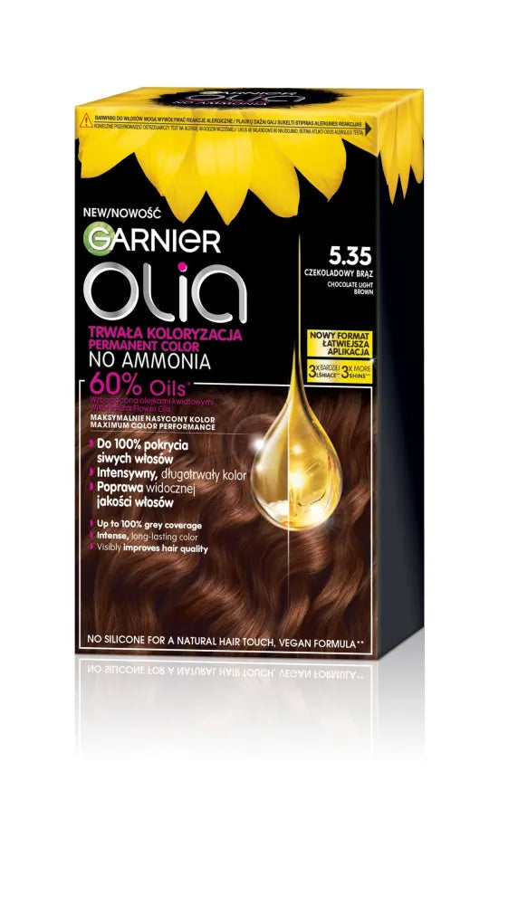 GARNIER Olia plaukų dažai nr. 5.35 Šokoladinis šviesiai rudas - Kosmetika