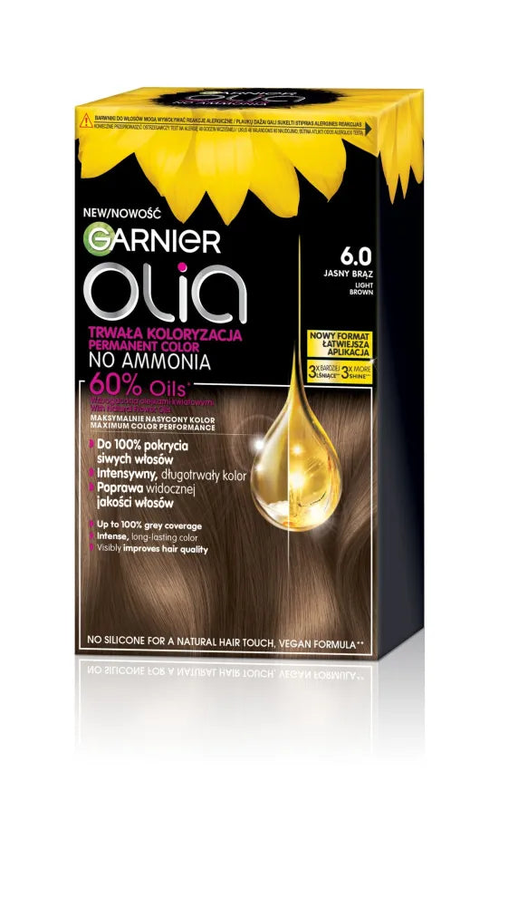 GARNIER Olia plaukų dažai nr. 6.0 Šviesiai ruda - Kosmetika