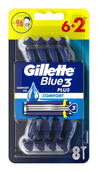 GILLETTE Blue 3 Plus Comfort Men’s Shaver 1 op. - 6 + 2 pcs free - Higiena