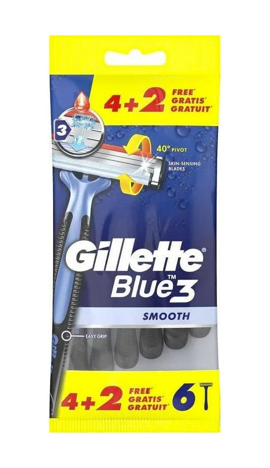 GILLETTE Blue 3 Smooth Shaver for men 1 op. - 4 + 2 pcs free - Higiena