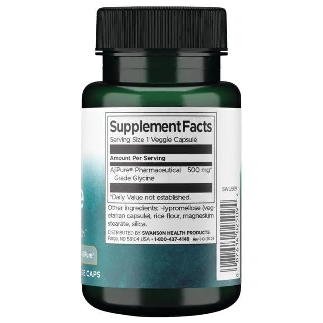 Glycine - 500 mg - N60 - Glycinas - su AjiPure - Swanson - Papildai
