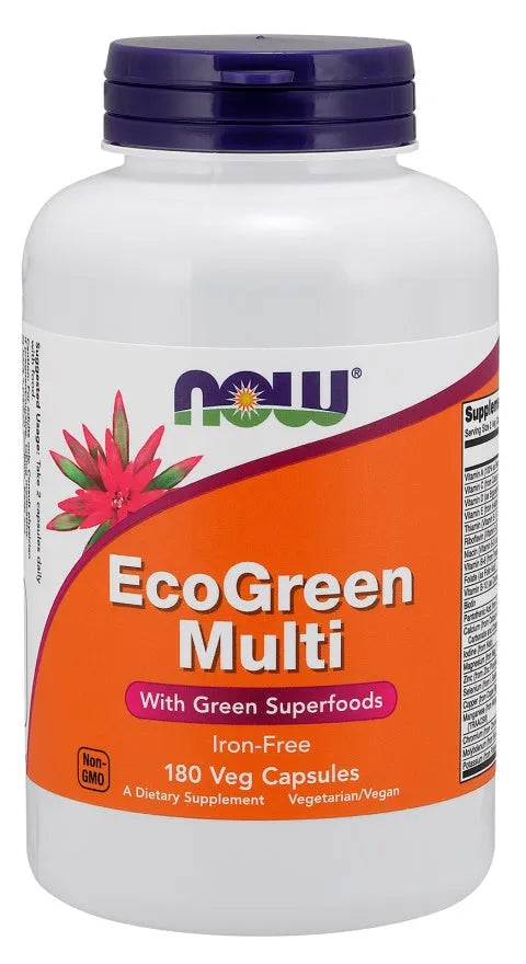 Green Multi Iron Free - 180 vcaps - NOW Foods - Papildai