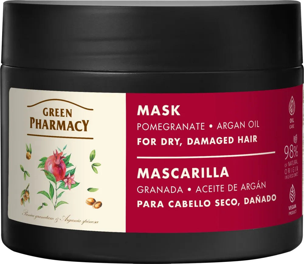 GREEN PHARMACY Masque for dry and damaged hair Pomegranate Argan Oil 300 ml - Kosmetika