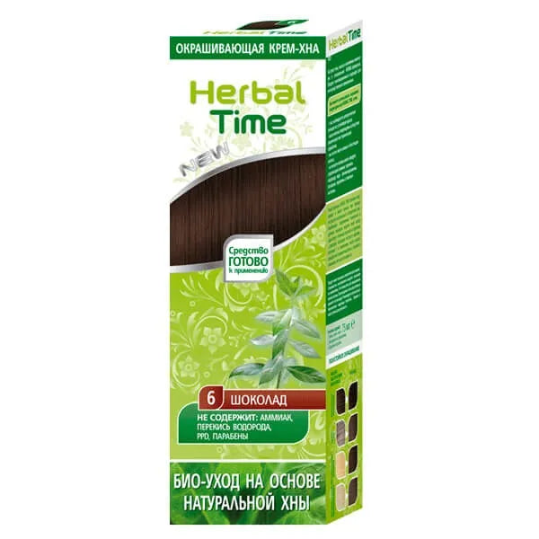 HERBAL TIME Natural Hair Henna 6 Šokoladas - Kosmetika