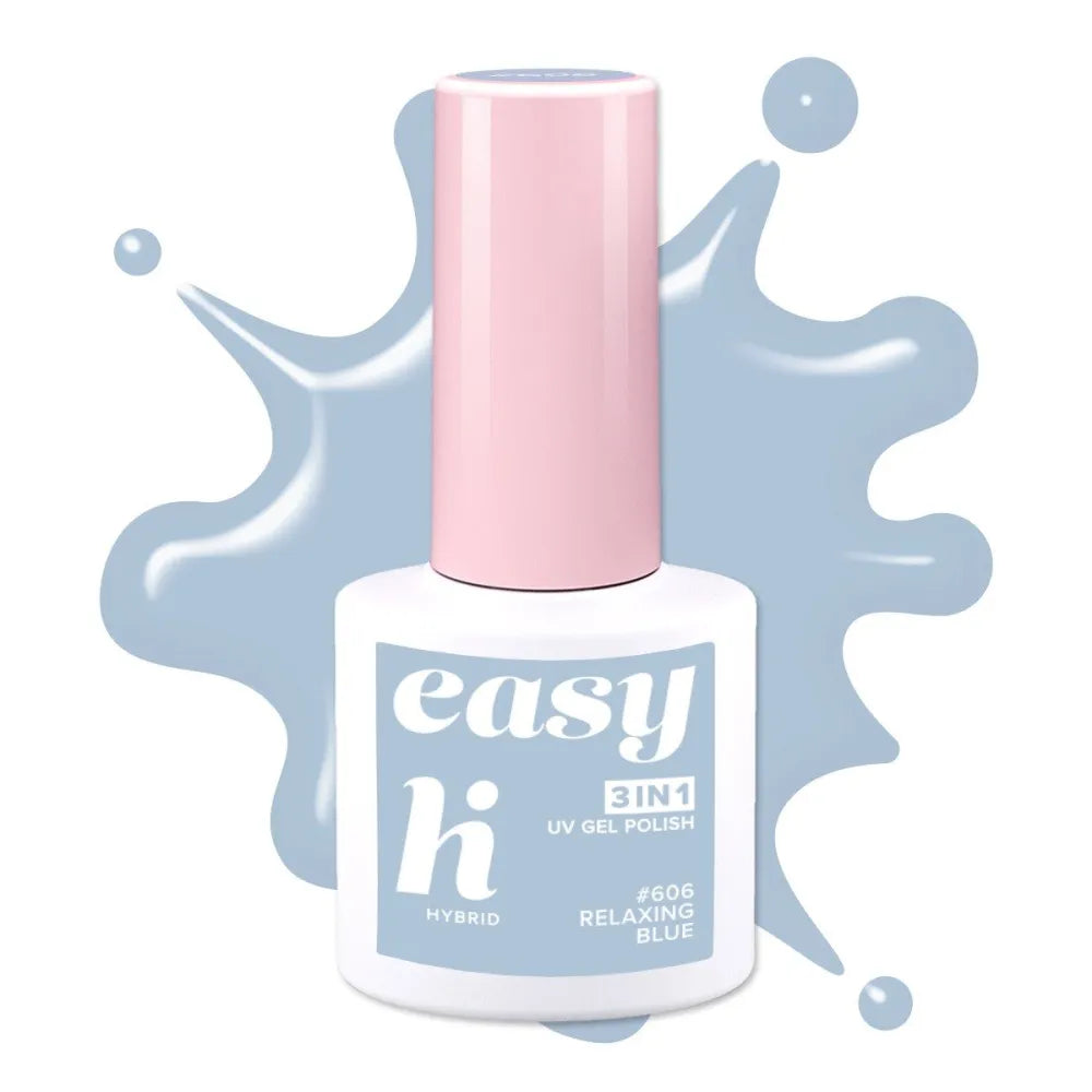 HI HYBRID Easy 3-in-1 Varnish No. 606 Relaxing Blue 5 ml - Kosmetika