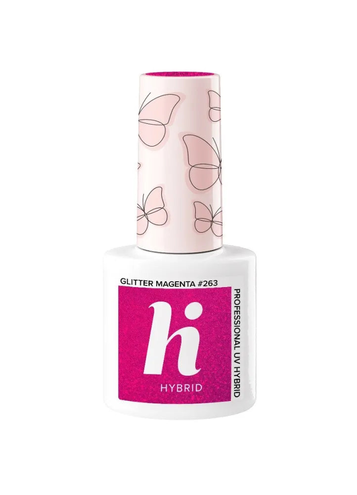 Hi Hybrid Lacquer Drugelis #263 Blizgučiai Magenta 5ml - Kosmetika
