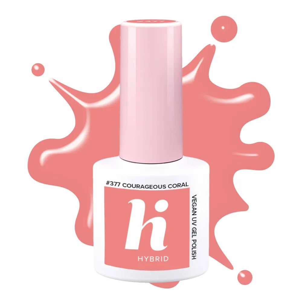 HI HYBRID Varnish 377 Courageous Coral 5 ml. - Kosmetika