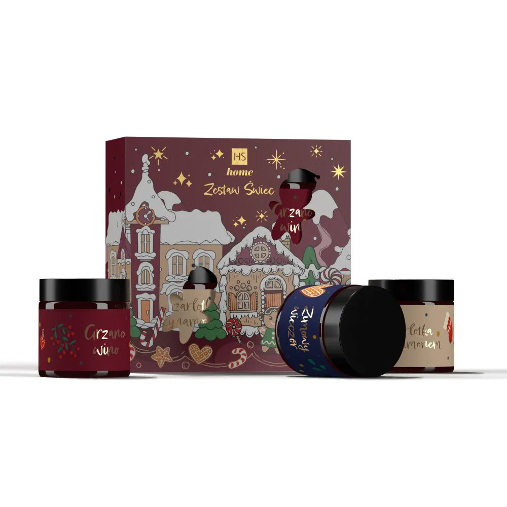 HISKIN Gift Set Burgundy Soy Candles 3 pcs. - Kosmetika