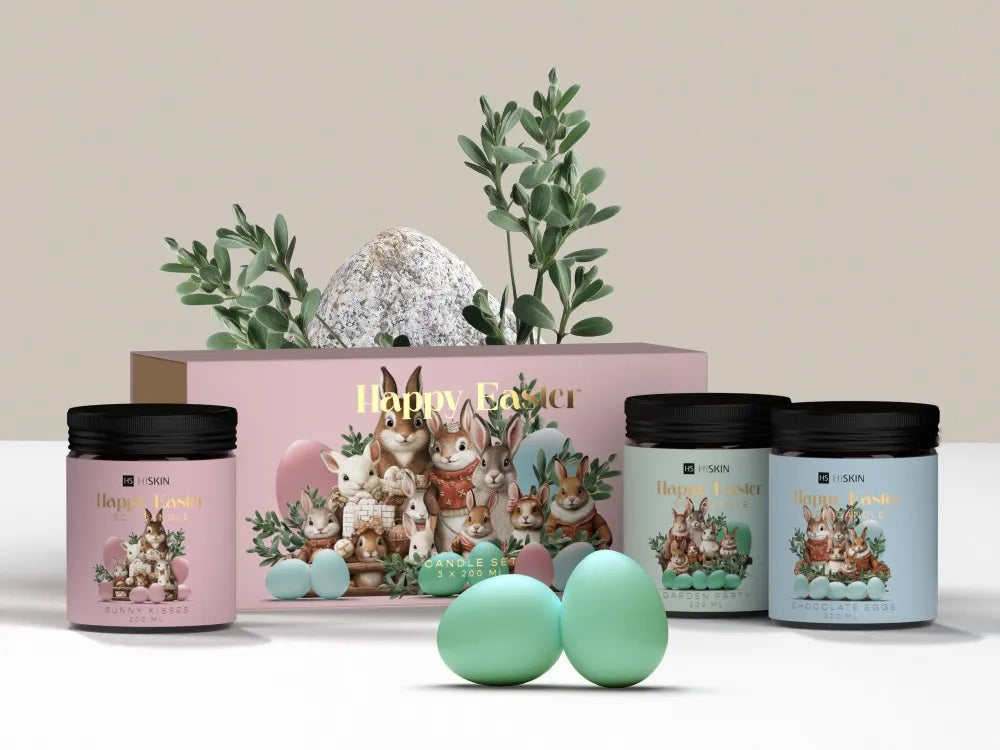 HISKIN Happy Easter Soy Candle Set 200 mlx3 - Chocolate Eggs,Garden Party,Bunny Kisses. - Medicinos ir slaugos prekės