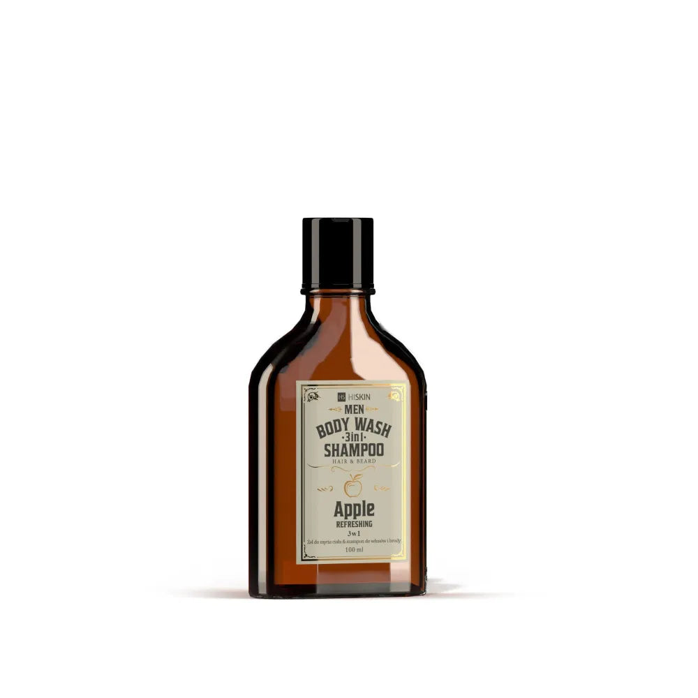 HISKIN Men Whisky kūno prausiklis ir plaukų bei barzdos šampūnas 3in1 - Obuolys 100 ml (mini) - Kosmetika