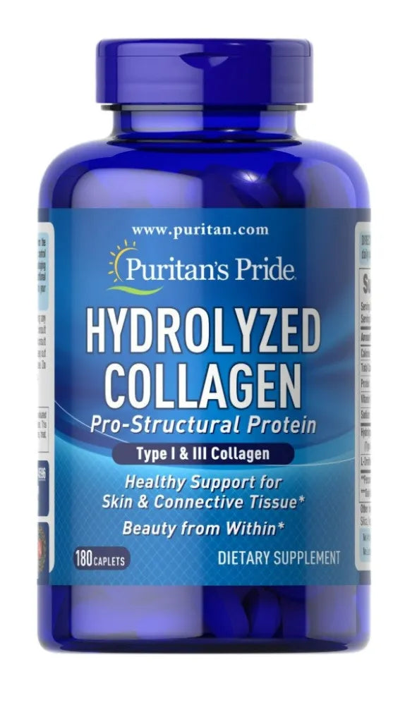 Hydrolyzed Collagen - 180 caplets - Puritan’s Pride - Papildai