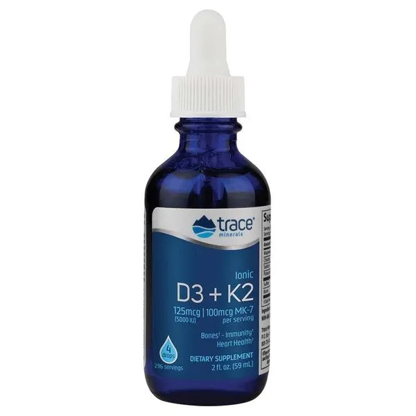Ionic D3 + K2 - 59 ml - Trace Minerals - Papildai