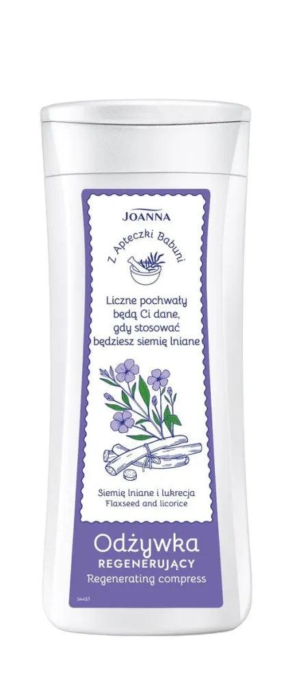 JOANNA iš Močiutės vaistinės Regeneruojantis plaukų kondicionierius - linų sėmenys ir saldymedis 200 ml - Kosmetika