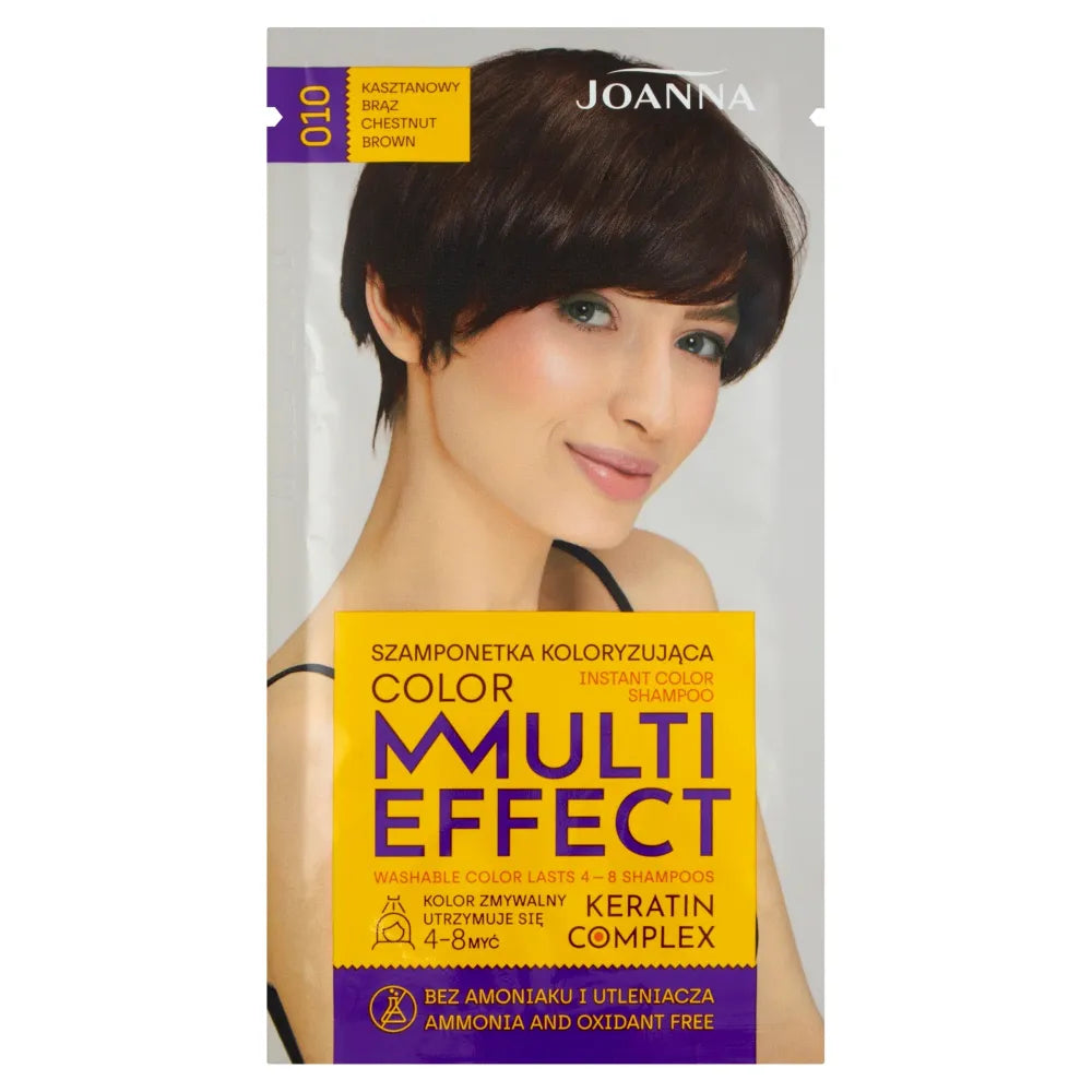 Joanna Multi Effect Color Keratin Complex Plaukų dažai Nr. 10 kaštonų rudas 35g - Kosmetika
