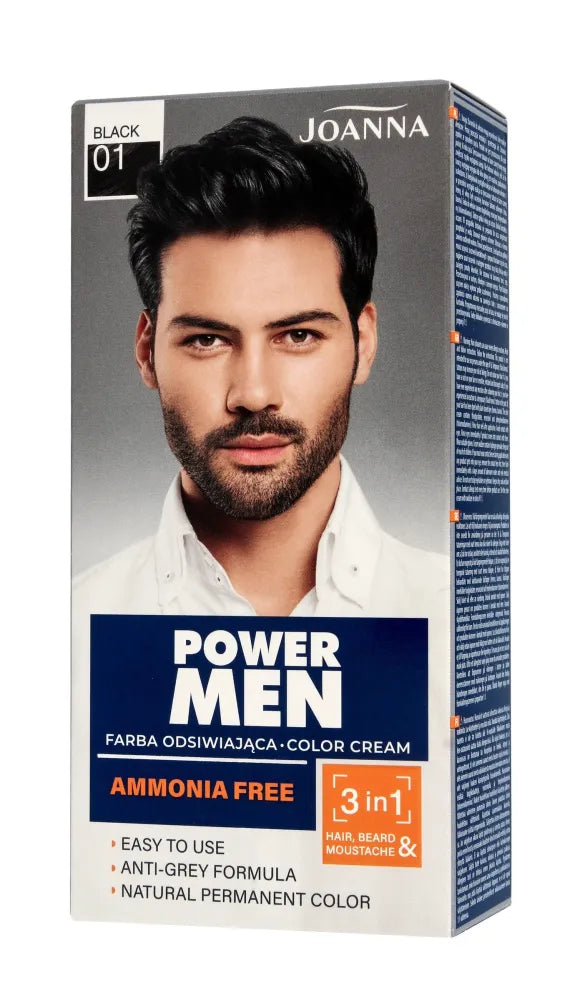 JOANNA Power Men Color Cream Hair Dye 3in1 for No. 01 juodas - Kosmetika