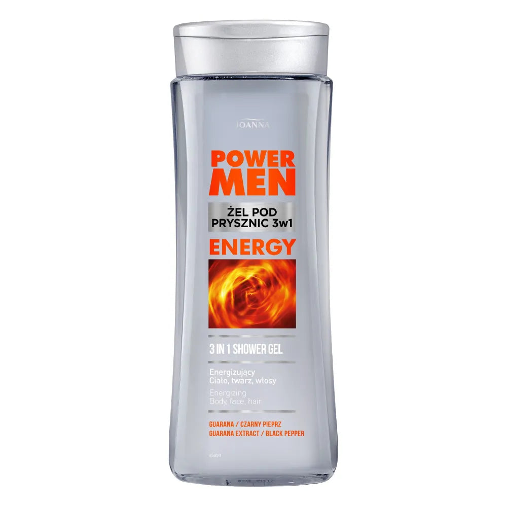 Joanna Power Men Dušo Gelis Juodasis Pipiras ir Guarana 300ml - Kosmetika