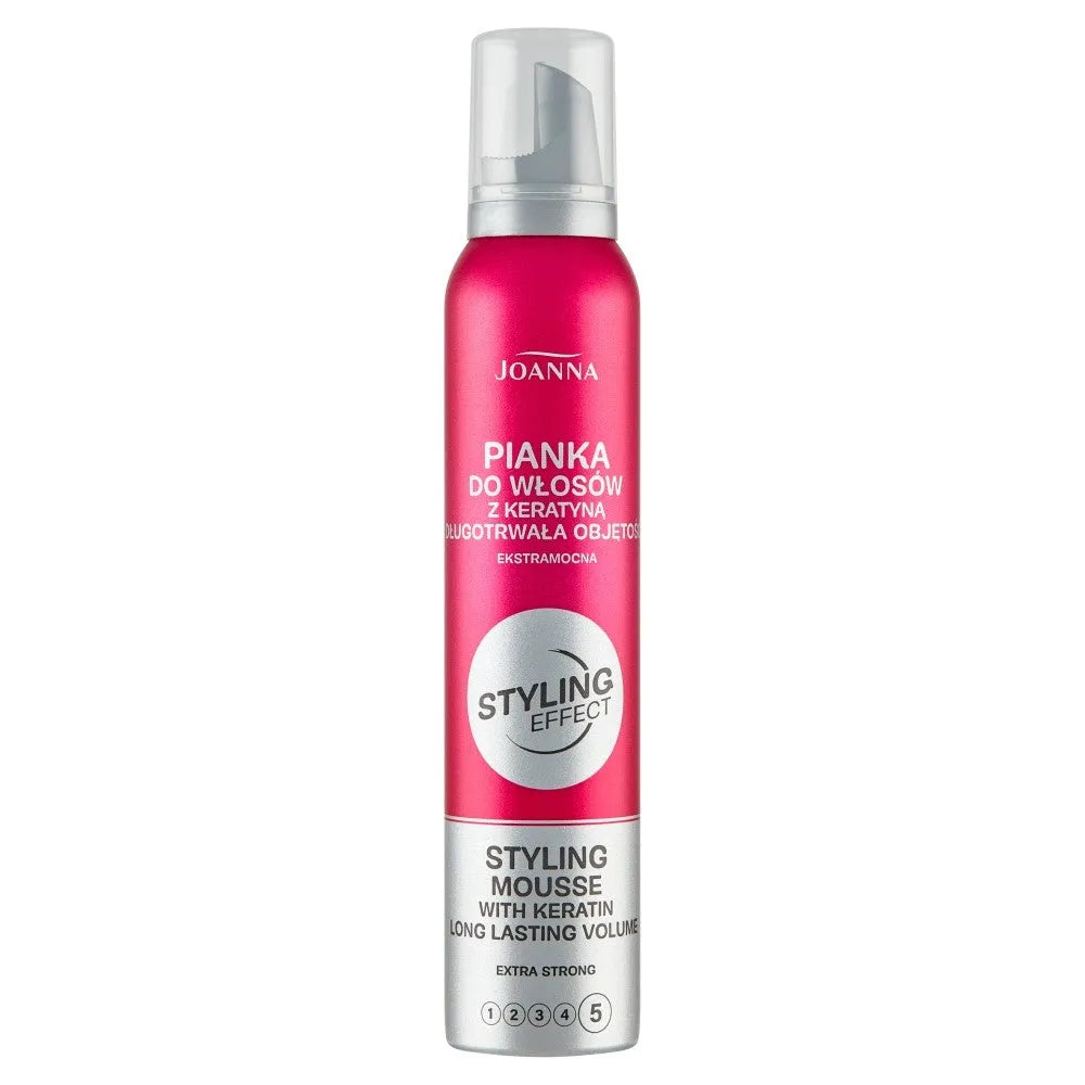 Joanna Styling Effect Plaukų Mousse su Keratinu Ilgalaikė Apimtis - Extra Strong 150ml - Kosmetika