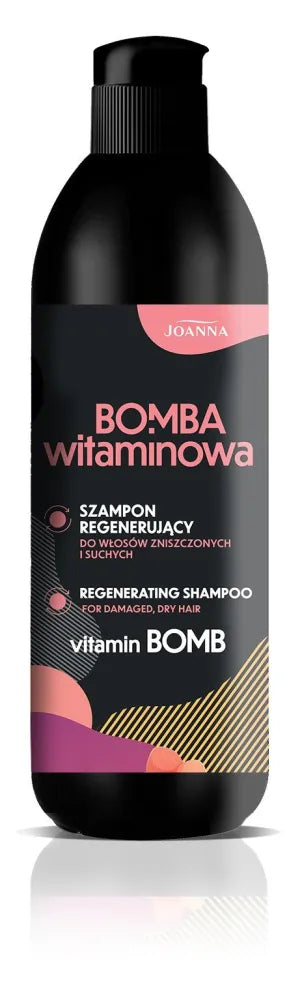 JOANNA Vitamin Bomb Regeneruojantis Šampūnas Pažeistiems ir Sausiems Plaukams 500 ml - Kosmetika