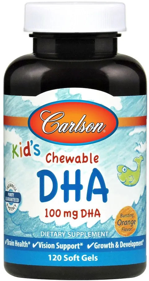 Kid’s Chewable DHA 100mg Orange - 120 softgels - Carlson Labs - Papildai