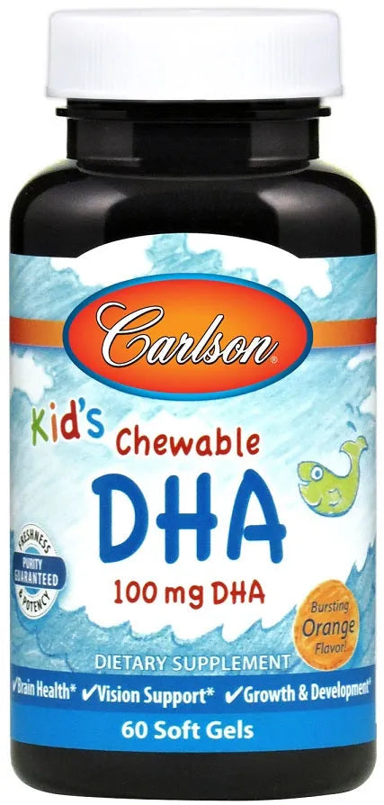 Kid’s Chewable DHA 100mg Orange - 60 softgels - Carlson Labs - Papildai
