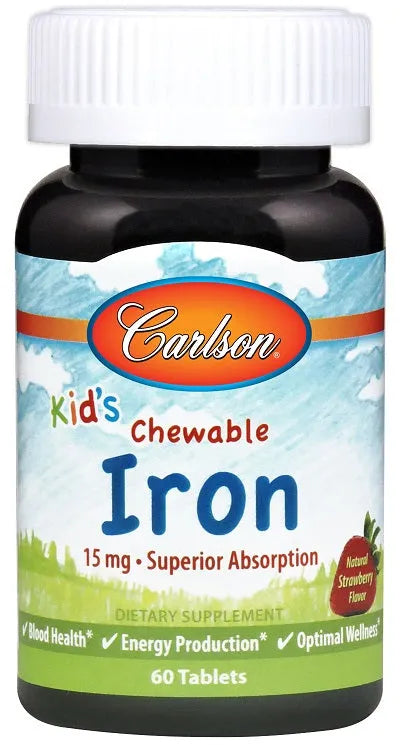 Kid’s Chewable Iron 15mg Strawberry - 60 tablets - Carlson Labs - Papildai