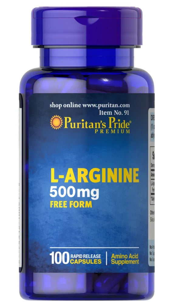 L-Arginine 500mg - 100 caps - Puritan’s Pride - Papildai