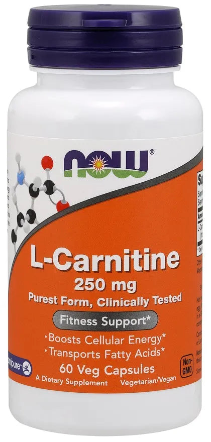 L-Carnitine 250mg - 60 vcaps - NOW Foods - Papildai
