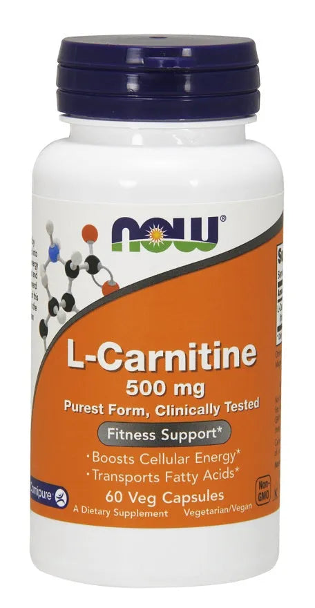 L-Carnitine 500mg - 60 vcaps - NOW Foods - Papildai