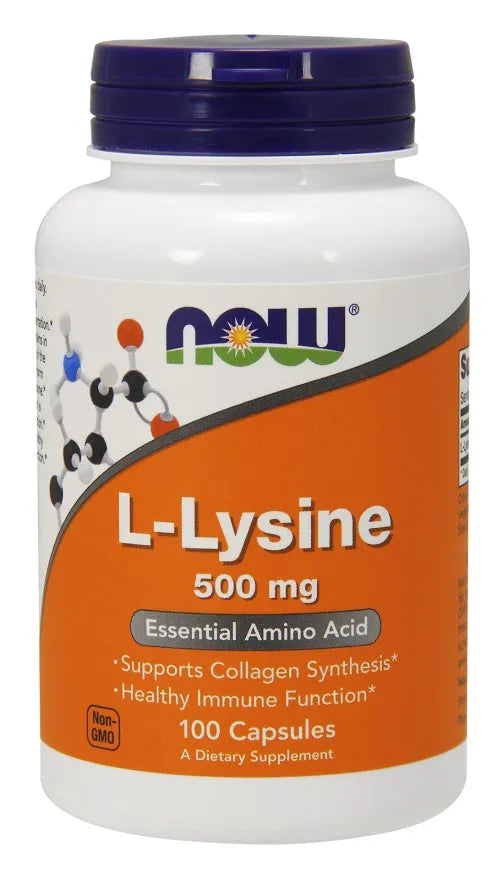 L-Lysine 500mg - 100 vcaps - NOW Foods - Papildai