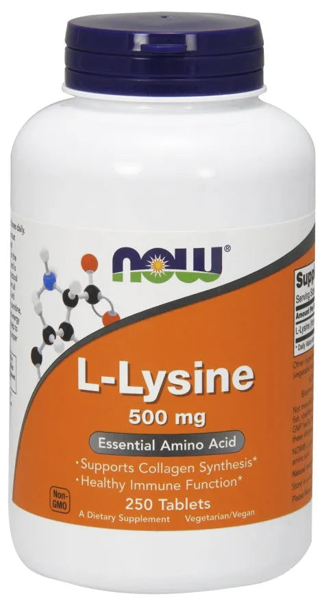 L-Lysine 500mg - 250 tablets - NOW Foods - Papildai