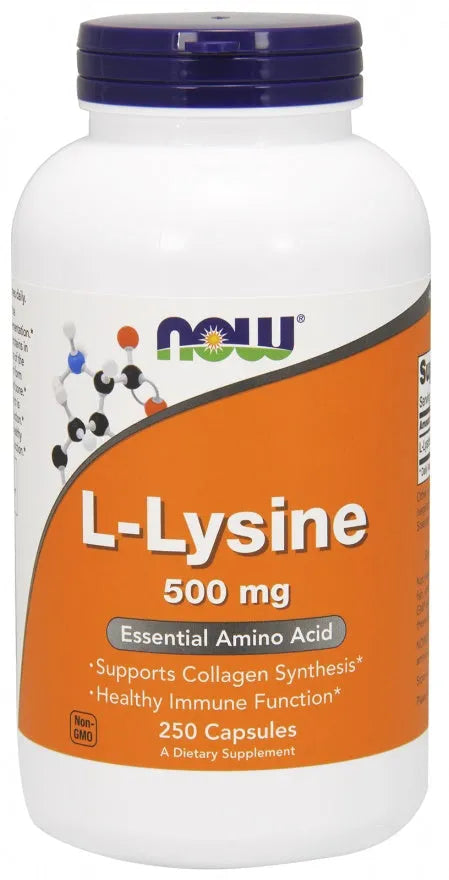 L-Lysine 500mg - 250 vcaps - NOW Foods - Papildai