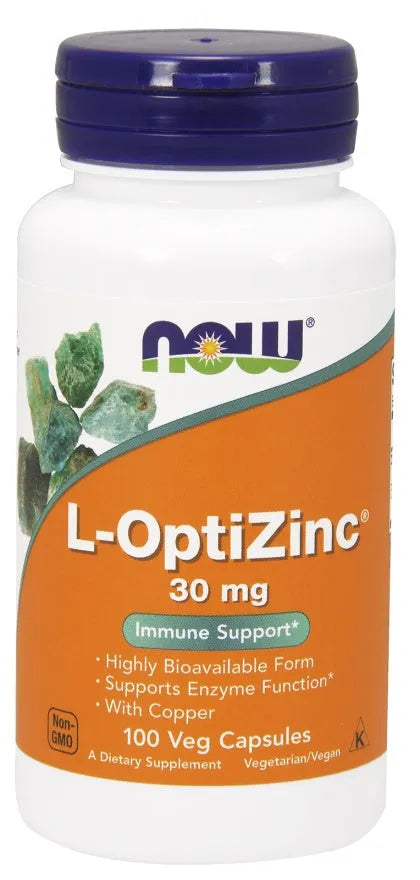 L-OptiZinc 30mg - 100 vcaps - NOW Foods - Papildai