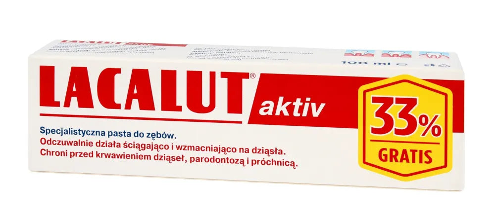 Lacalut Dantų pasta Activ periodontitas 75ml + 33% nemokamai - Kosmetika