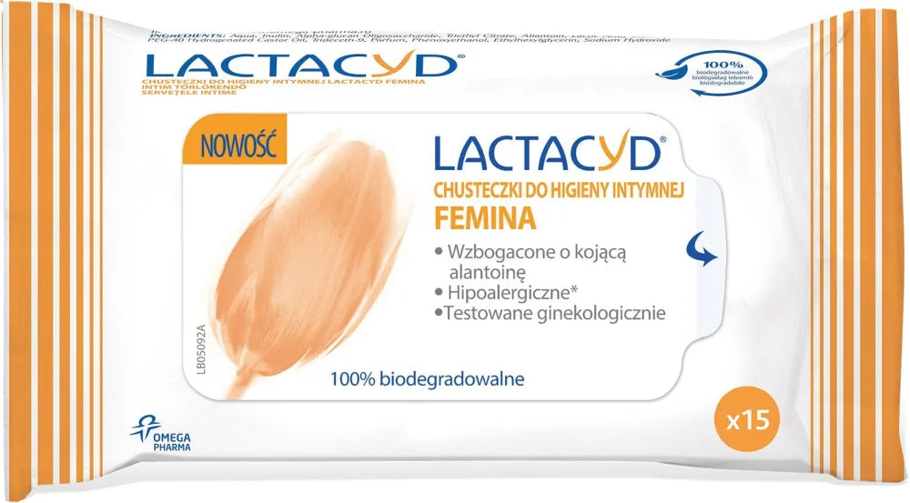 Lactacyd Femina intymios higienos servetėlės 1 pakuotė - 15 vnt. - Kosmetika