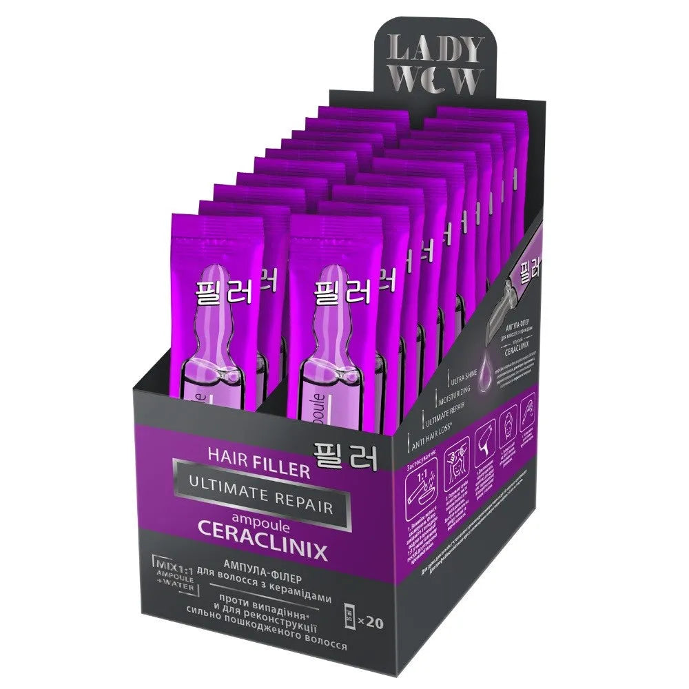 LADY WOW Plaukų užpildas Ceramido ampulė plaukams - regeneracija 15ml - Kosmetika