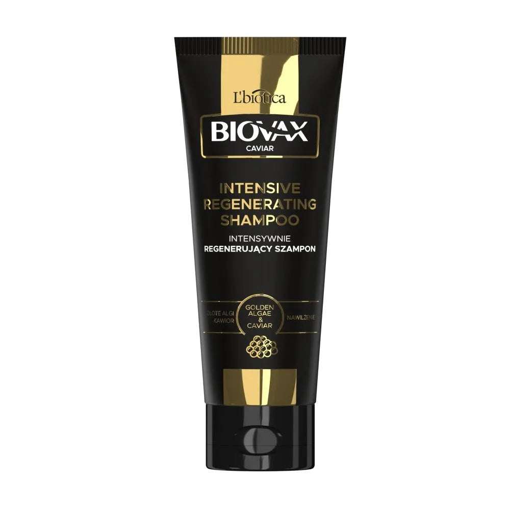 L’BIOTICA Biovax Glamour Caviar plaukų šampūnas intensyviai regeneruojantis - auksinės dumbliai ir ikrai 200ml