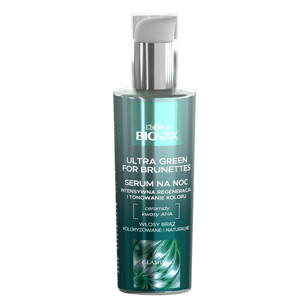 L’BIOTICA Biovax Glamour serumas naktį Ultra žalias rudoms plaukams (natūraliems ir dažytiems) 100ml - Kosmetika