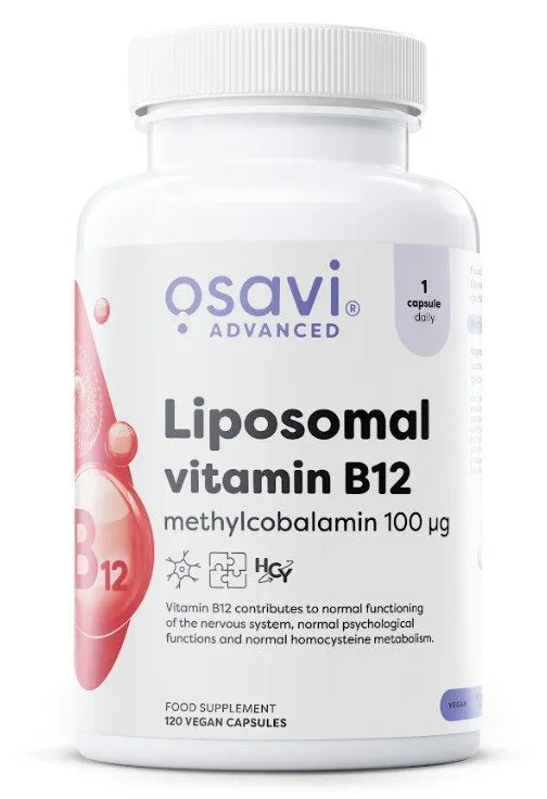 Liposomal Vitamin B12 Methylcobalamin 100mcg - 120 vegan caps - Osavi - Papildai