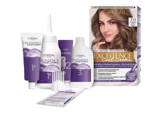LOREAL Excellence Creme Plaukų dažai 7.11 Ultra pelenų šviesiaplaukis - Kosmetika