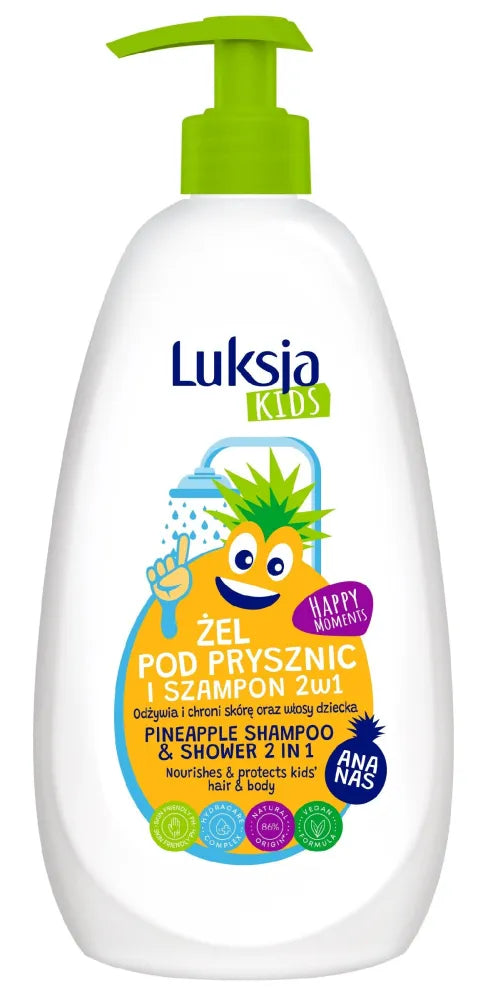 Luksja Kids dušo gelis ir šampūnas 2in1 vaikams - Ananasų 500ml - Kosmetika