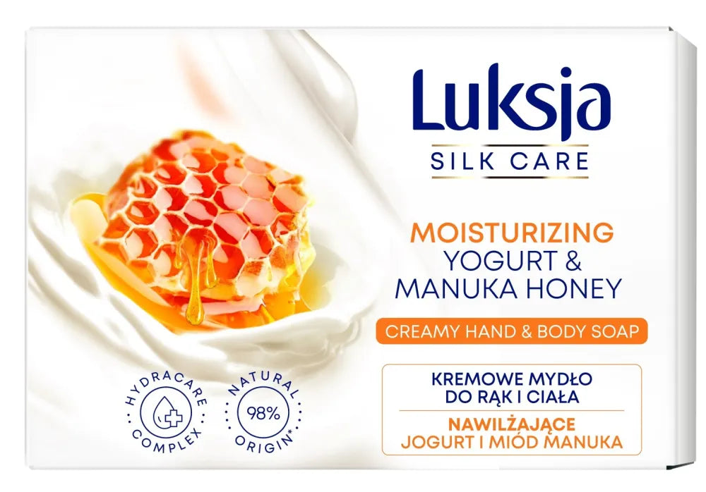 Luksja Silk Care drėkinantis kreminis muilas rankoms ir kūnui - Jogurtas Manuka medus 100g - Kosmetika