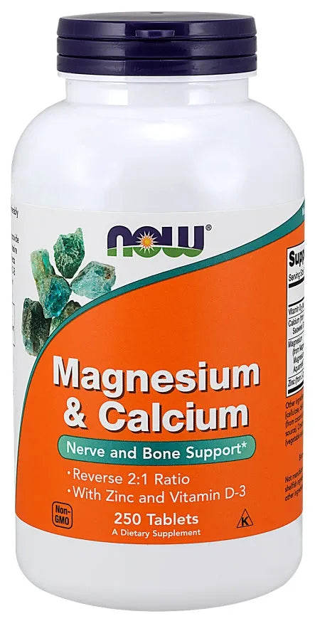 Magnesium & Calcium with Zinc and Vitamin D3 - 250 tablets - NOW Foods - Papildai